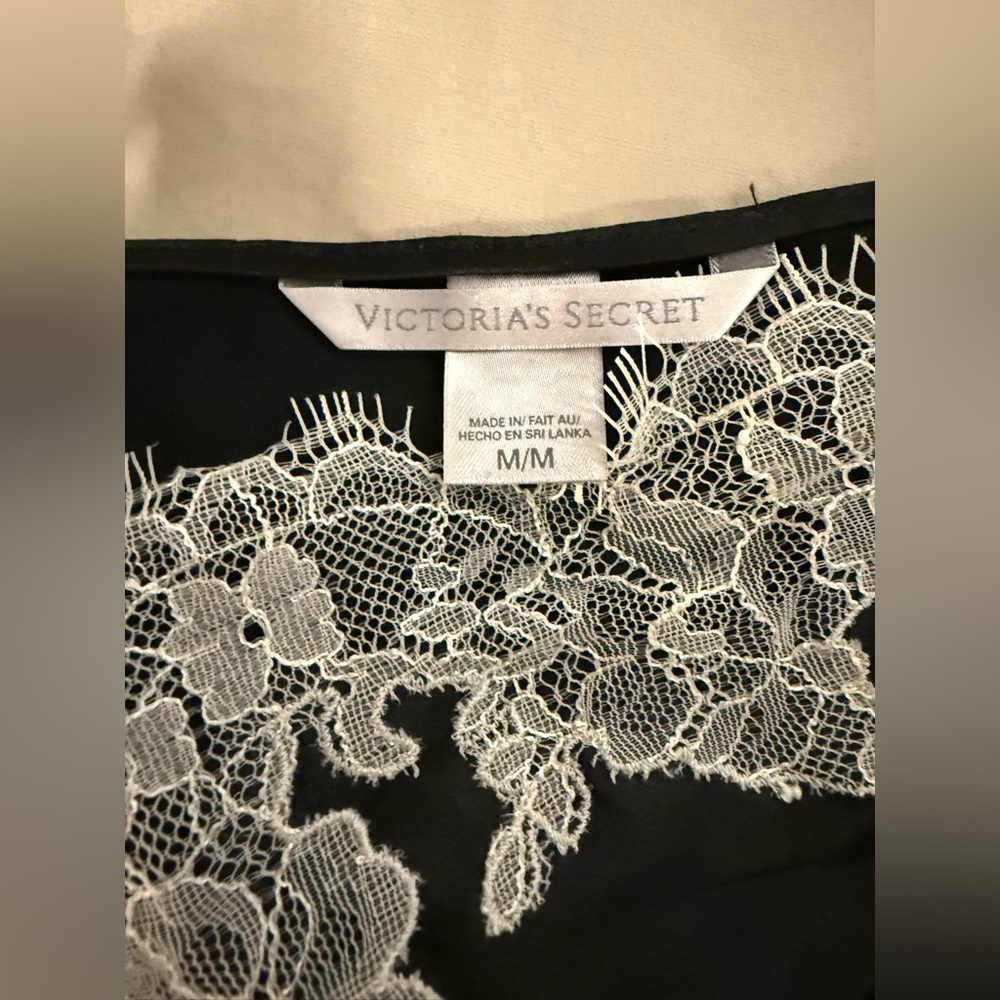 Victoria’s Secret VS Black Satin Lace Slip Dress Y2K Coquette Lingerie Mini - Picture 6 of 15
